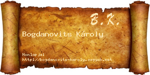 Bogdanovits Károly névjegykártya