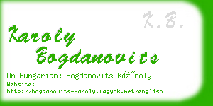 karoly bogdanovits business card